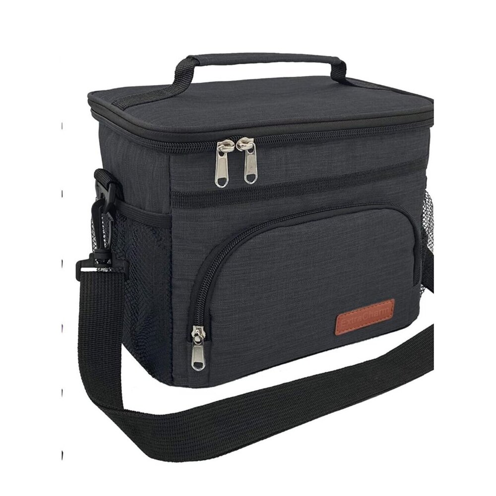 Thermal Lunch Box Bag Black Oxford - Office Picnic Hiking